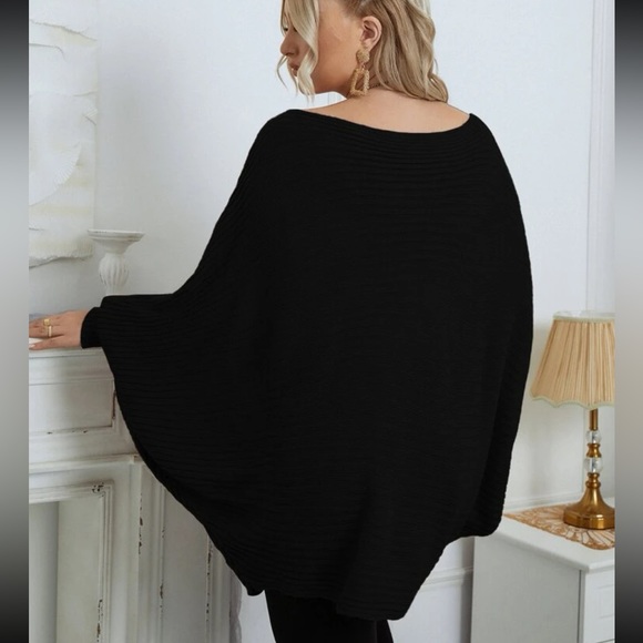 Off shoulder ribknit dolman sleeve sweater - Picture 2 of 7
